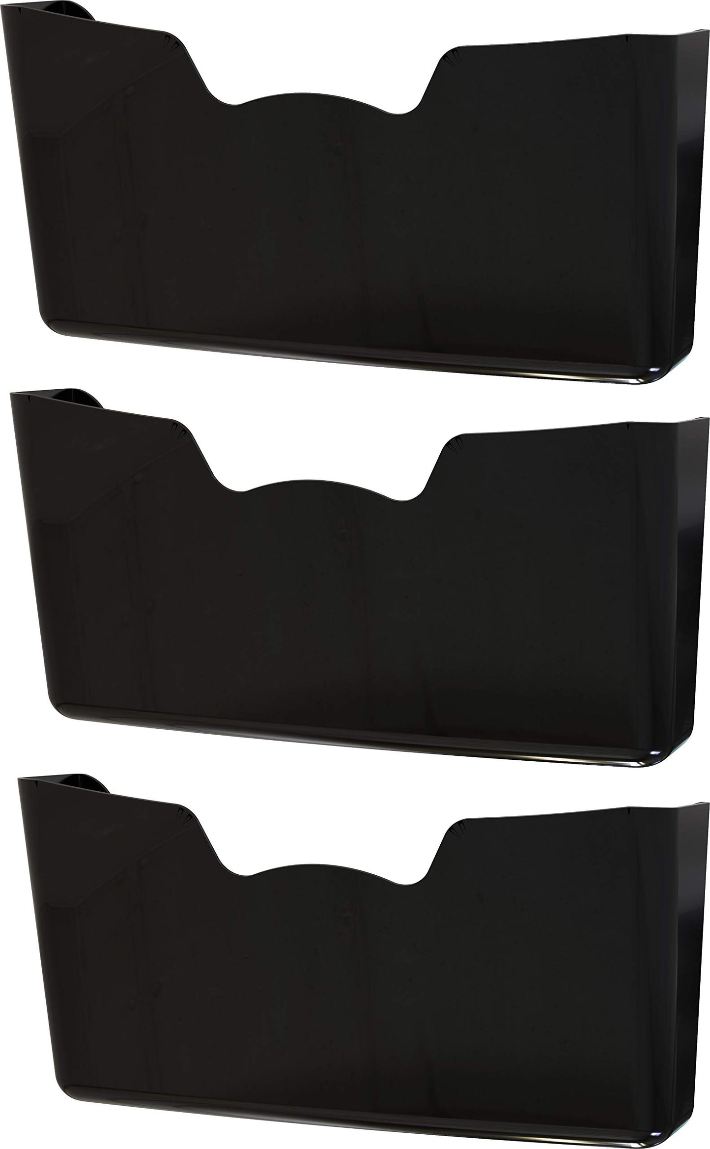 Simple Houseware Single Pocket Wall Mount for Hanging File Holder, 3 Packs, Black