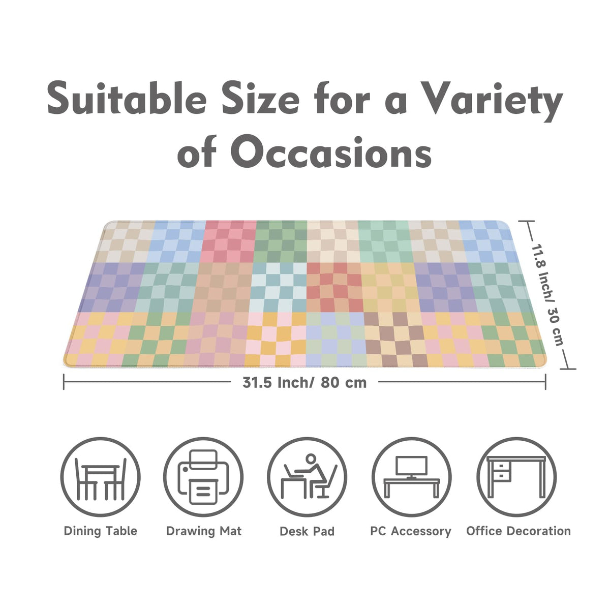 Desk Mat Mouse Pad Gaming Desk Pad XL Large Mouse Mat Office Decor Accessories (Colored Grid)