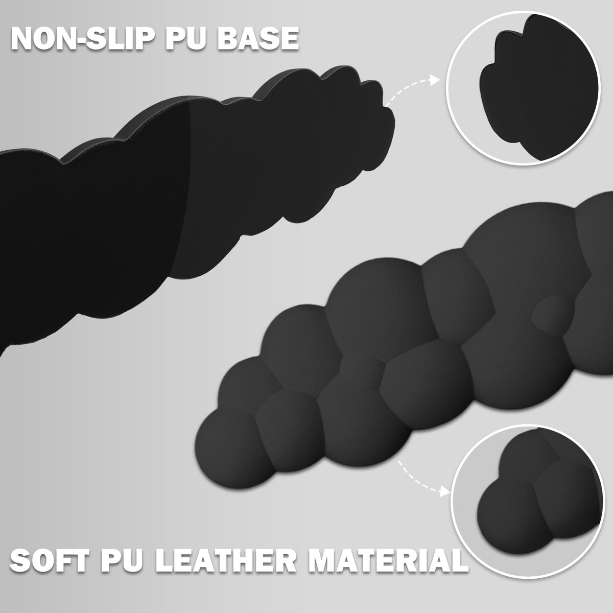Lauspuck Cloud Keyboard Wrist Rest Pad Set,Enlarge PU Leather Memory Foam Wrist Cushion