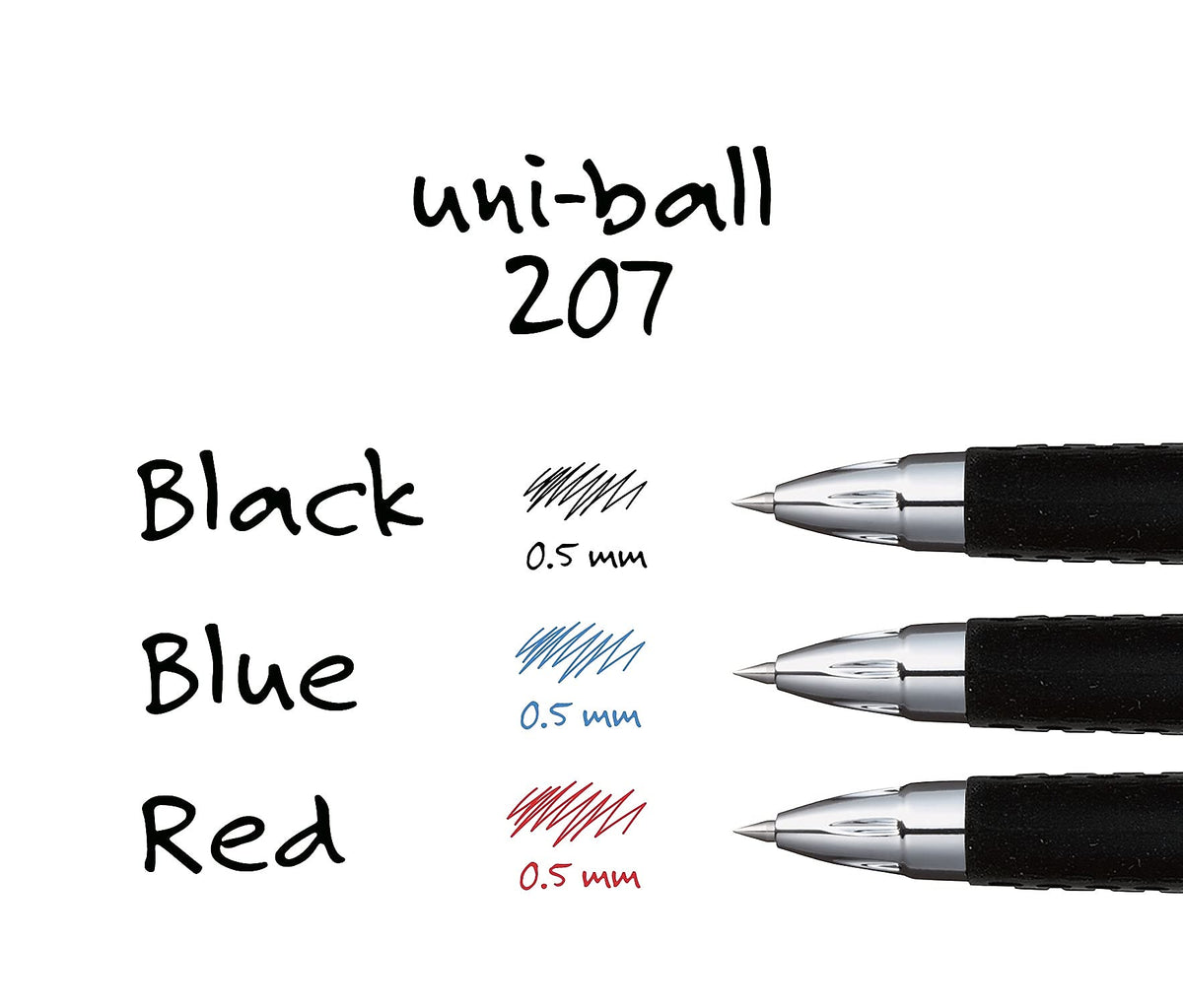 Uni-Ball Signo 207 Gel Pen 12 Pack, 0.5mm, Black, Writing Instrument