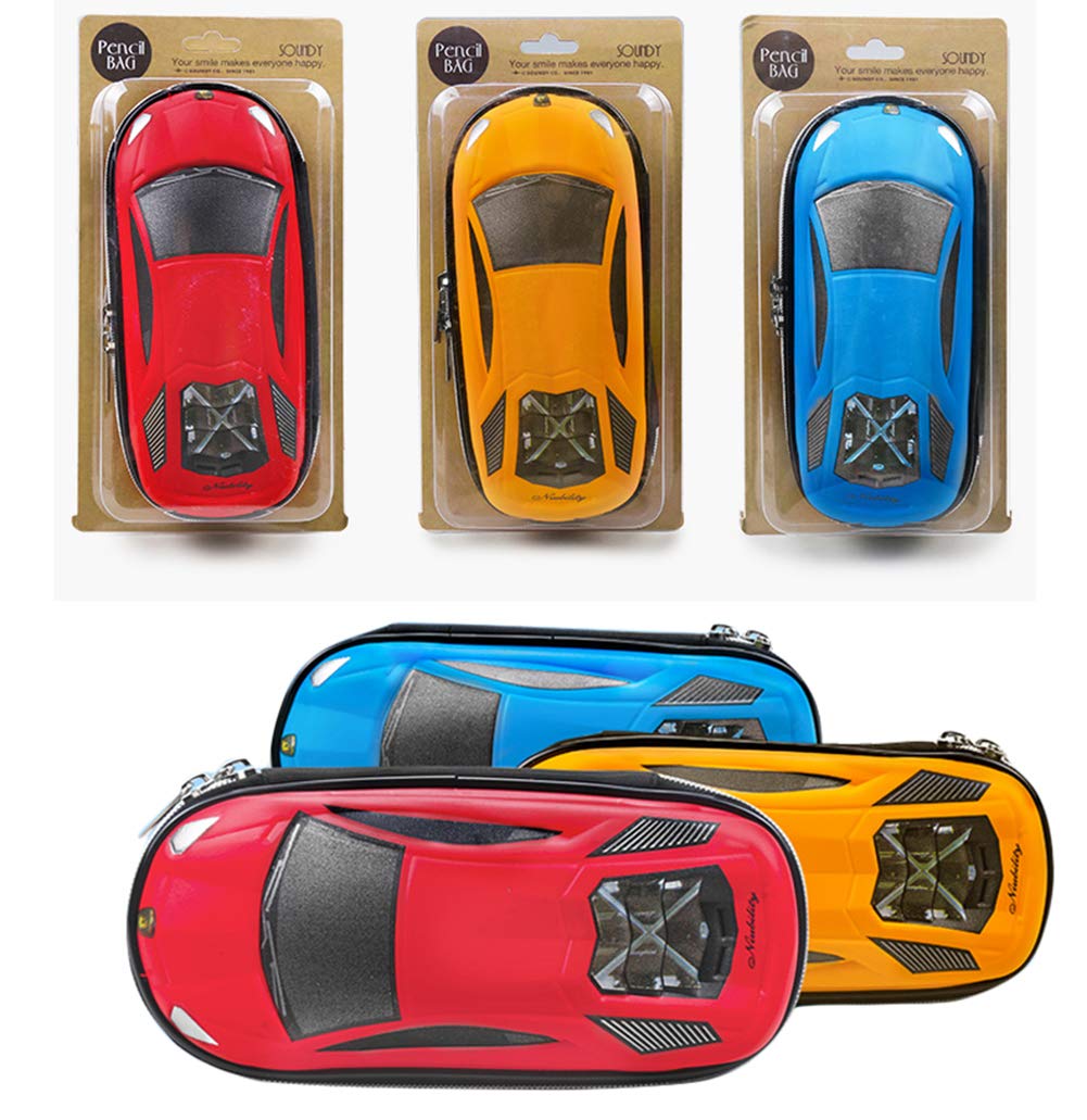 Surpop Supercar Pencil Case, EVA Hard Shell for Kids and Teens, Red