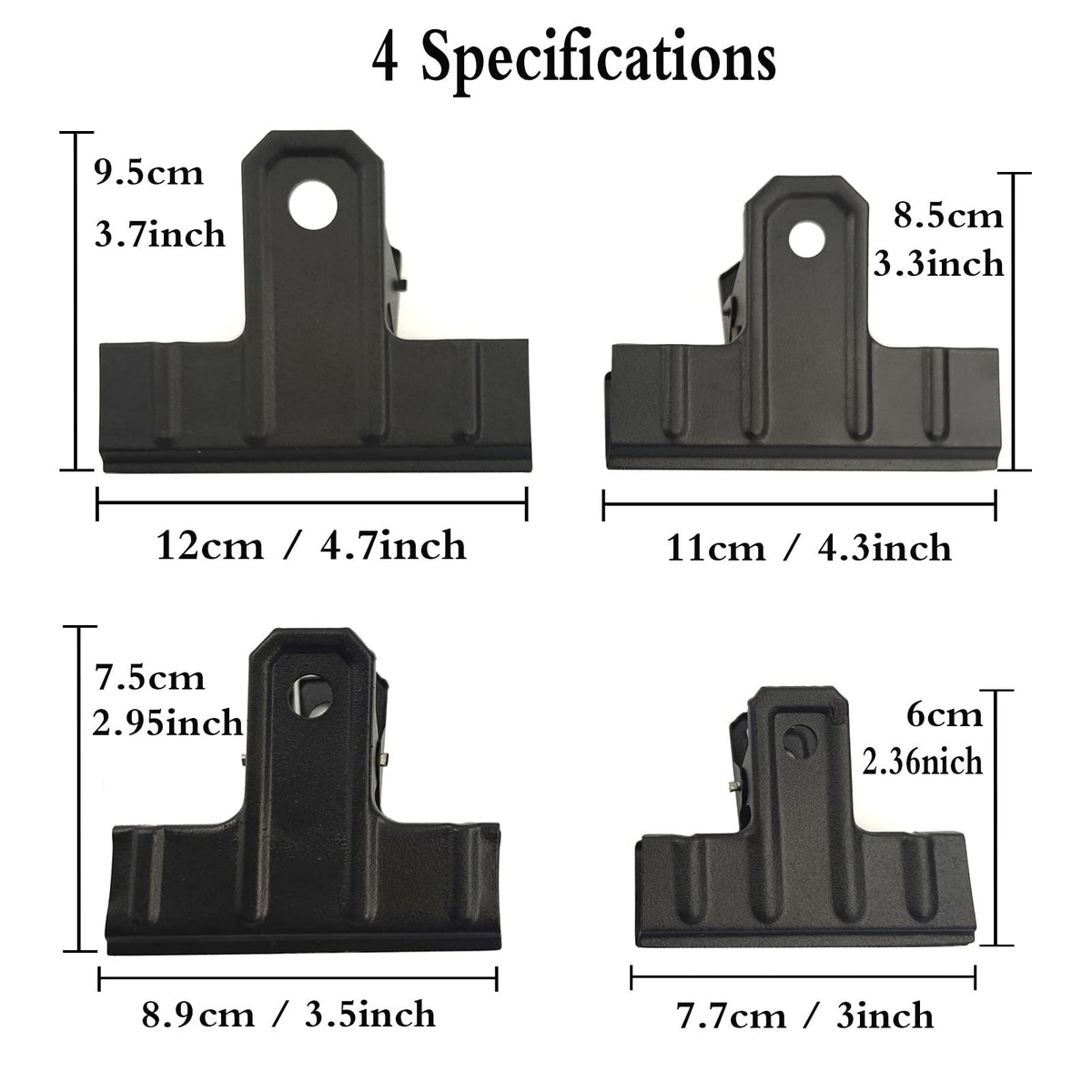 Locci Black Large Bull Clips,10 PCS Extra Large Binder 4.3 Inch Giant Binder Clips,Jumbo Binder