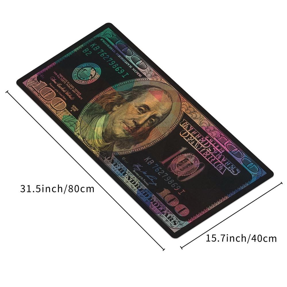 Reateforin Cool Men Money Rectangle Mouse Pad Non Slip Rubber Base Funny US Dollar Full Desk Mouse