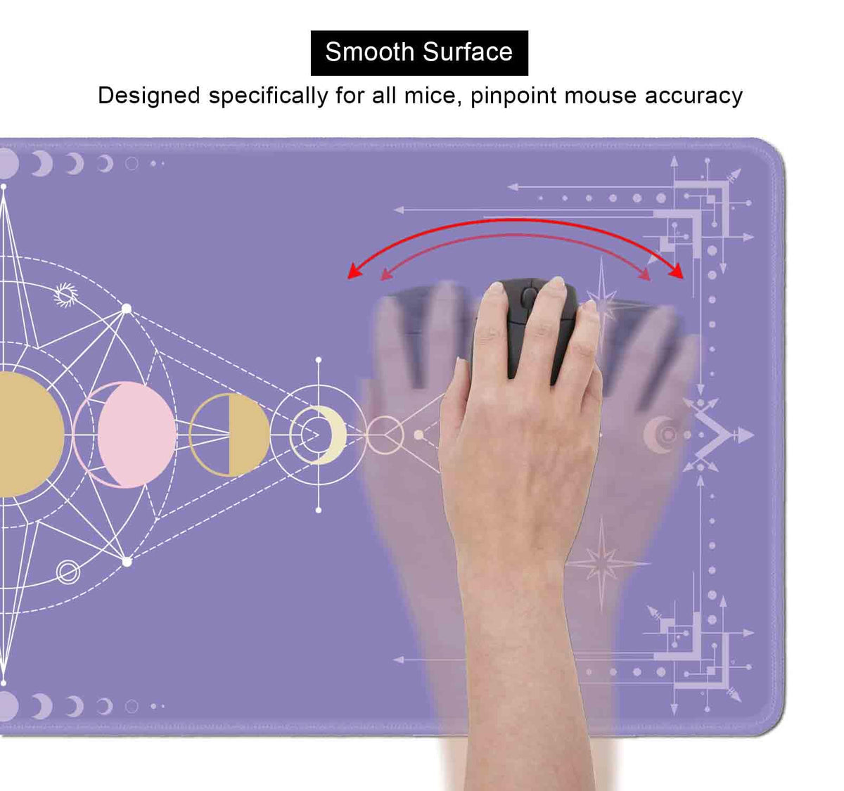 SXCKANG Pastel Purple Moon Phase Desk Mat Cute, Goth Witchy Celestial Large Gaming Mouse Pad