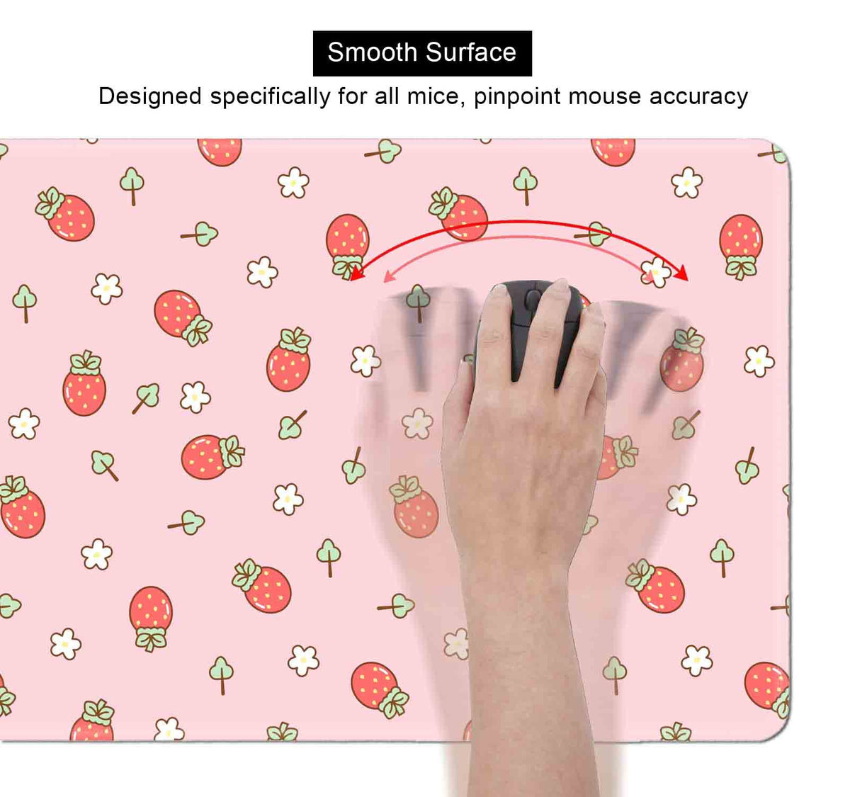 SXCKANG Pink Cute Desk Mat, Strawberries Mouse Pad XL, Aesthetic Hearts Desk Pad, Pastel Kawaii