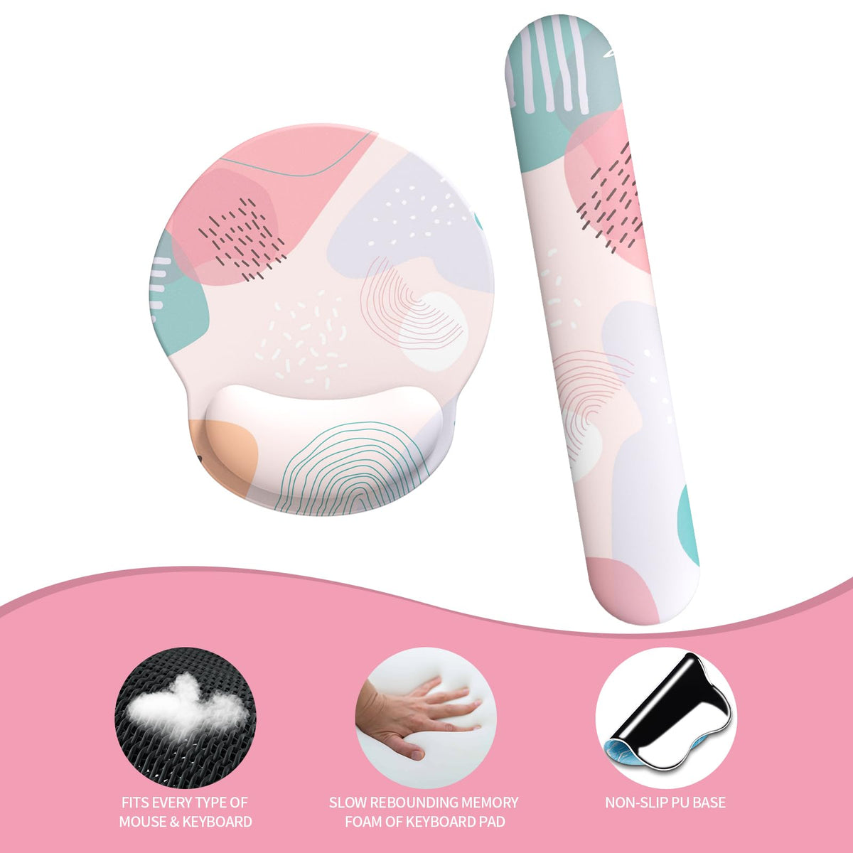 eulps Mouse Pad Wrist Support, Ergonomic Memory Foam Keyboard Wrist Pad & Gel Wrist Rest Set for