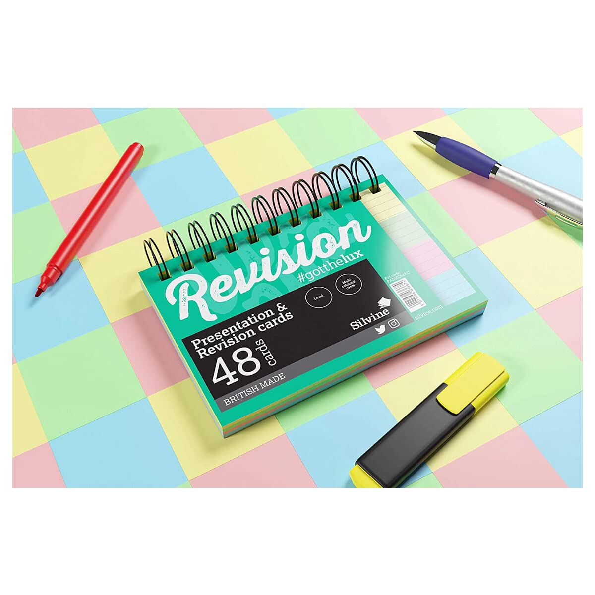 Silvine Wirebound Revision Cards Assorted 6x4 Inch