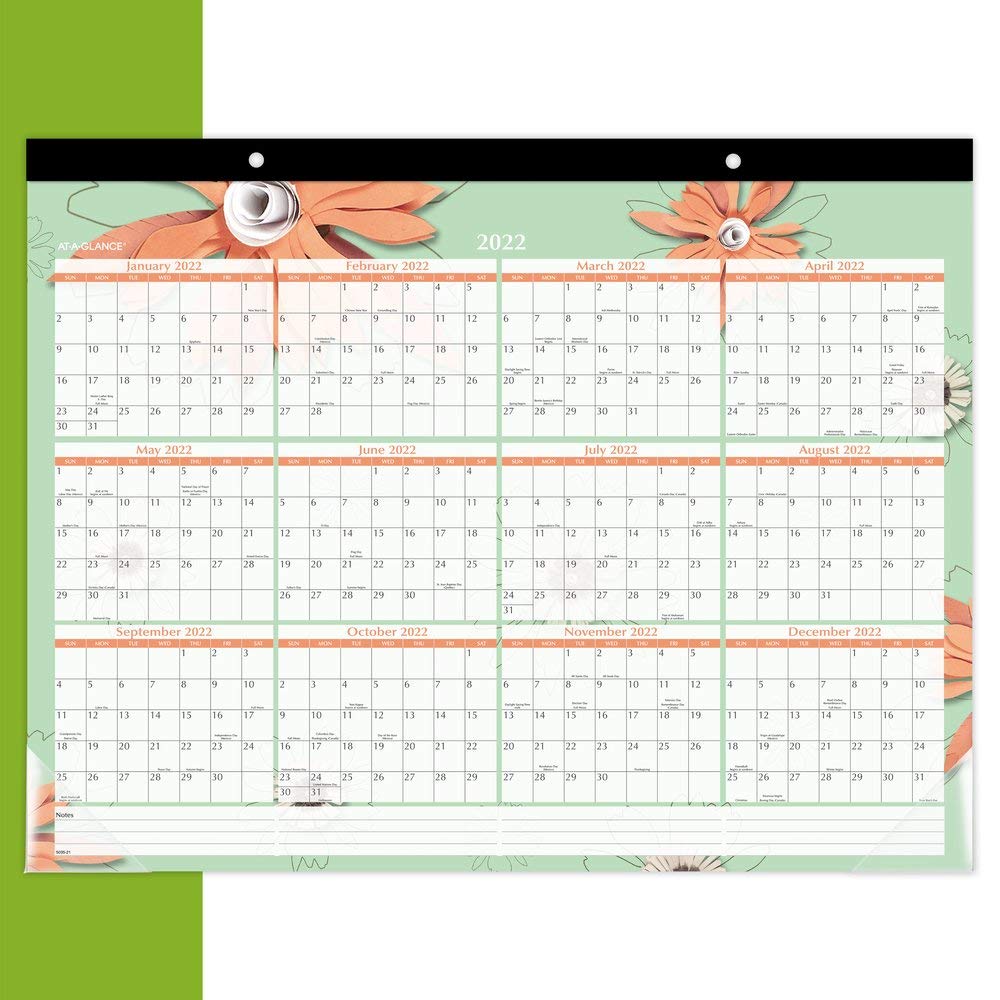 2021 Desk Calendar by AT-A-GLANCE, Monthly Desk Pad, 21-3/4" x 17", Standard, Paper Flowers
