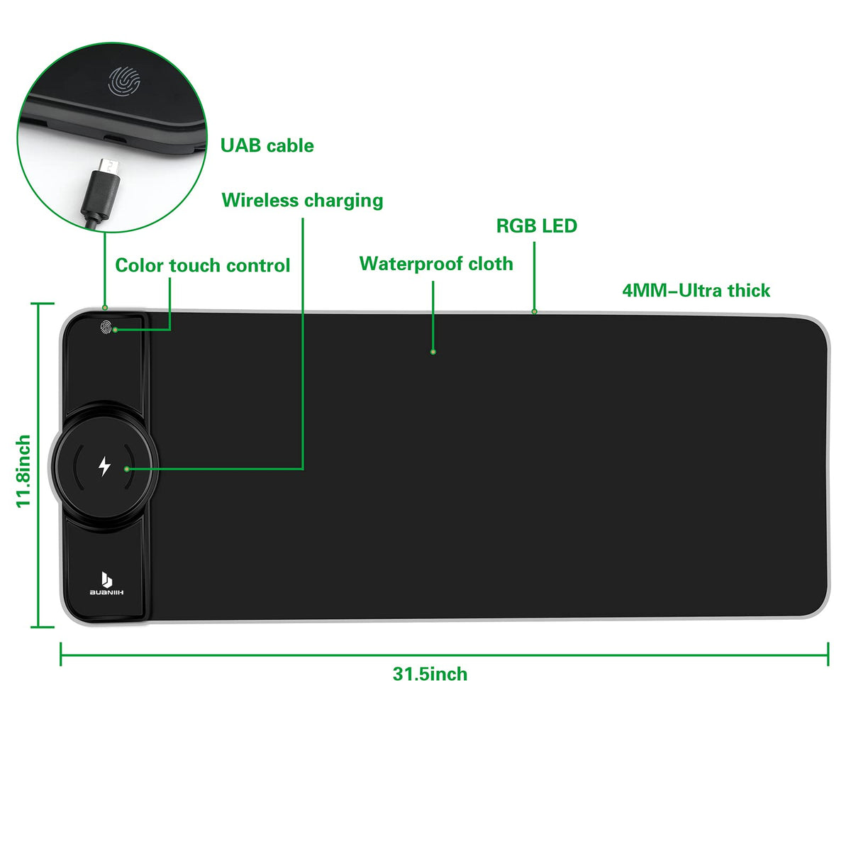 Gaming Mouse Pad,Wireless Mouse Pad Charging,15W Fast Charging