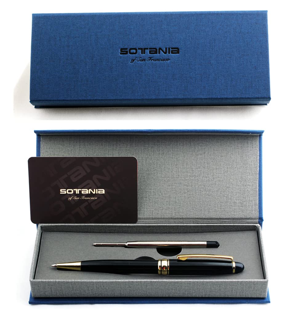 Sotania Free Engraving – Personalized Roller Ballpoint Pen, Refillable Black Ballpoint Pen with