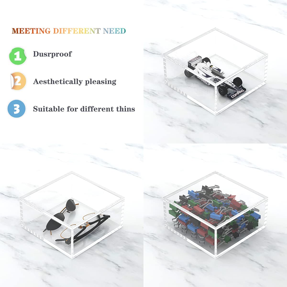 AITEE Decorative Acrylic Box with Lid, Display Storage for Home (X-Large)