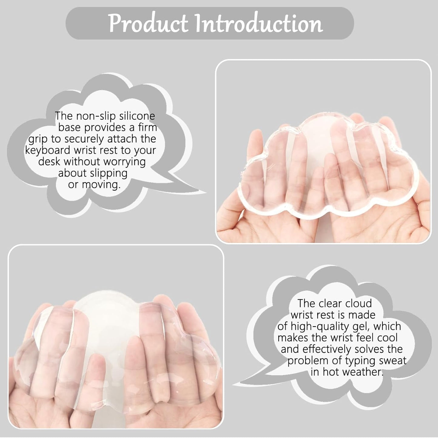 Gel Cloud Keyboard and Mouse Wrist Rest Set Cloud Silicone Clear Mouse Pad with Wrist Rest Extended
