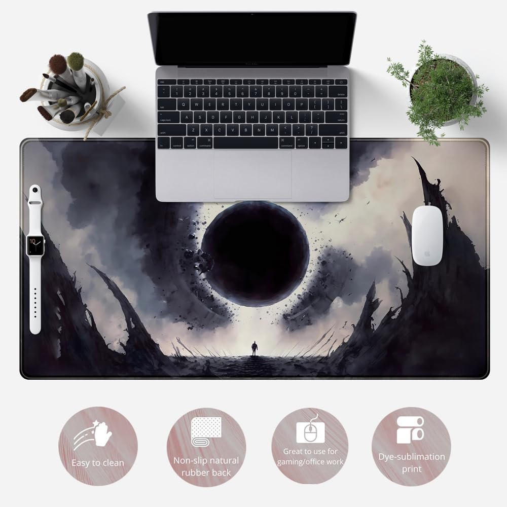 Black Moon Mousepad Gaming MTG Playmat Desk Mat Original Aesthetics Mouse Pad Large Gaming Mouse