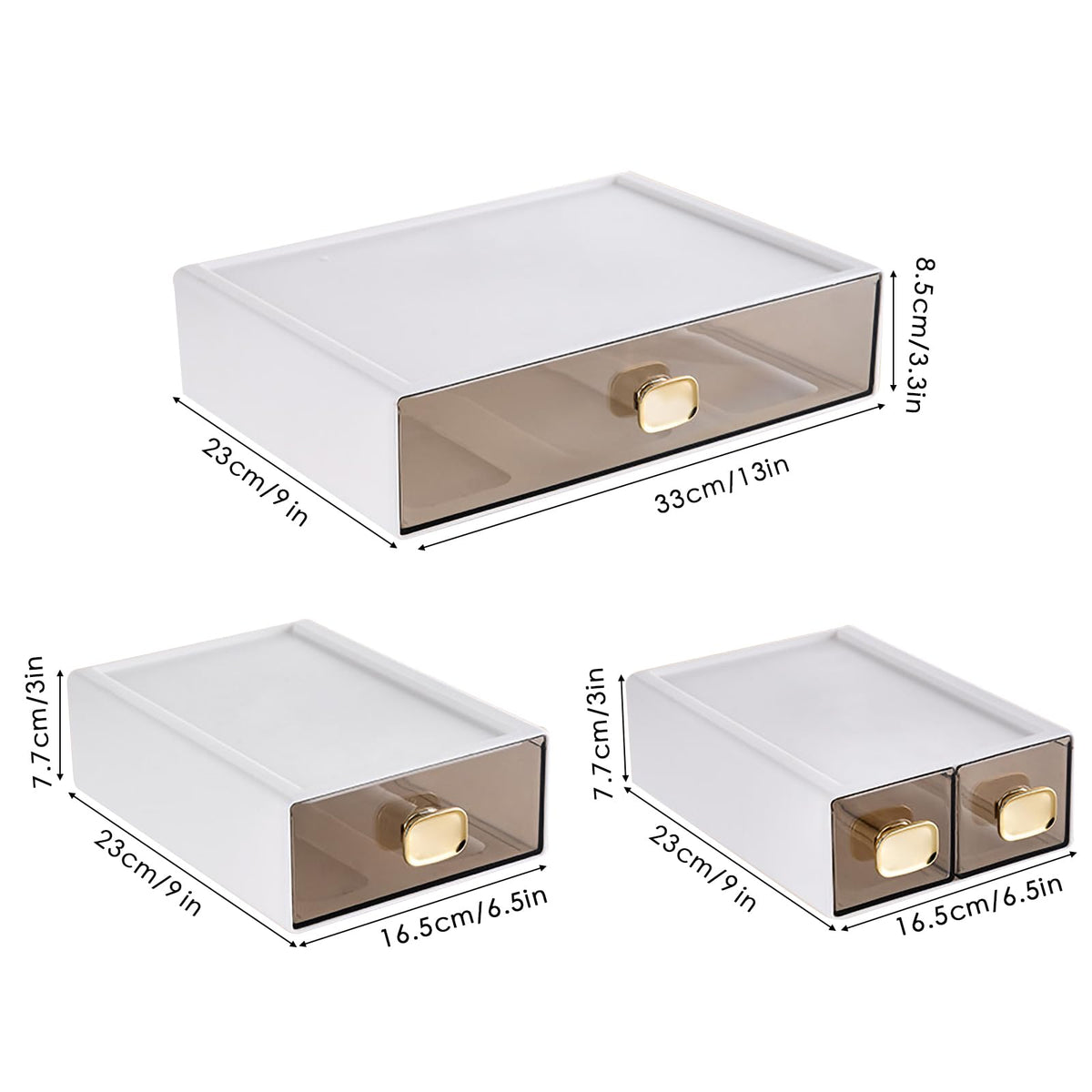 DETEIN 2 PACK Stackable Desk Organizer Stackable Storage Drawer Small Desk Organizer with Drawer
