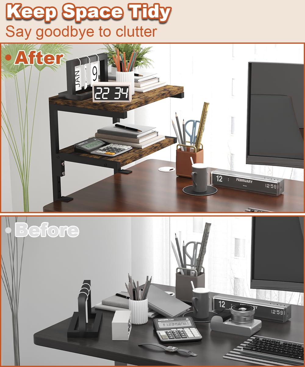 Mondazie 2-Tier Adjustable Desk Shelf Organization, Black