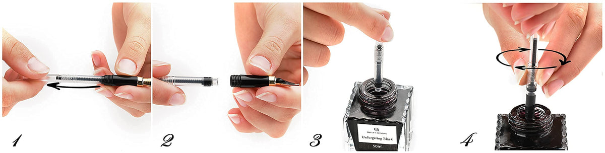 Dryden Designs Fountain Pen - Medium and Fine Nibs | Includes 24 Ink Cartridges and Ink Refill