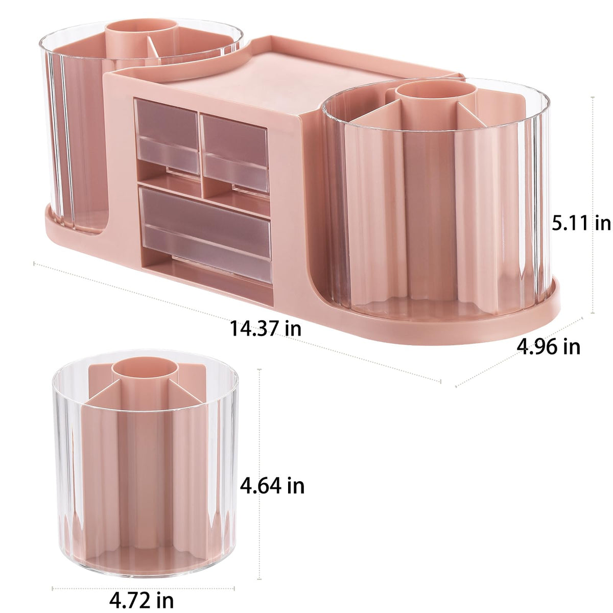 KLIONGO Rotating Desk Organizer with 2 Pen Holder, Desk Organizers and Accessories with 10 Slots