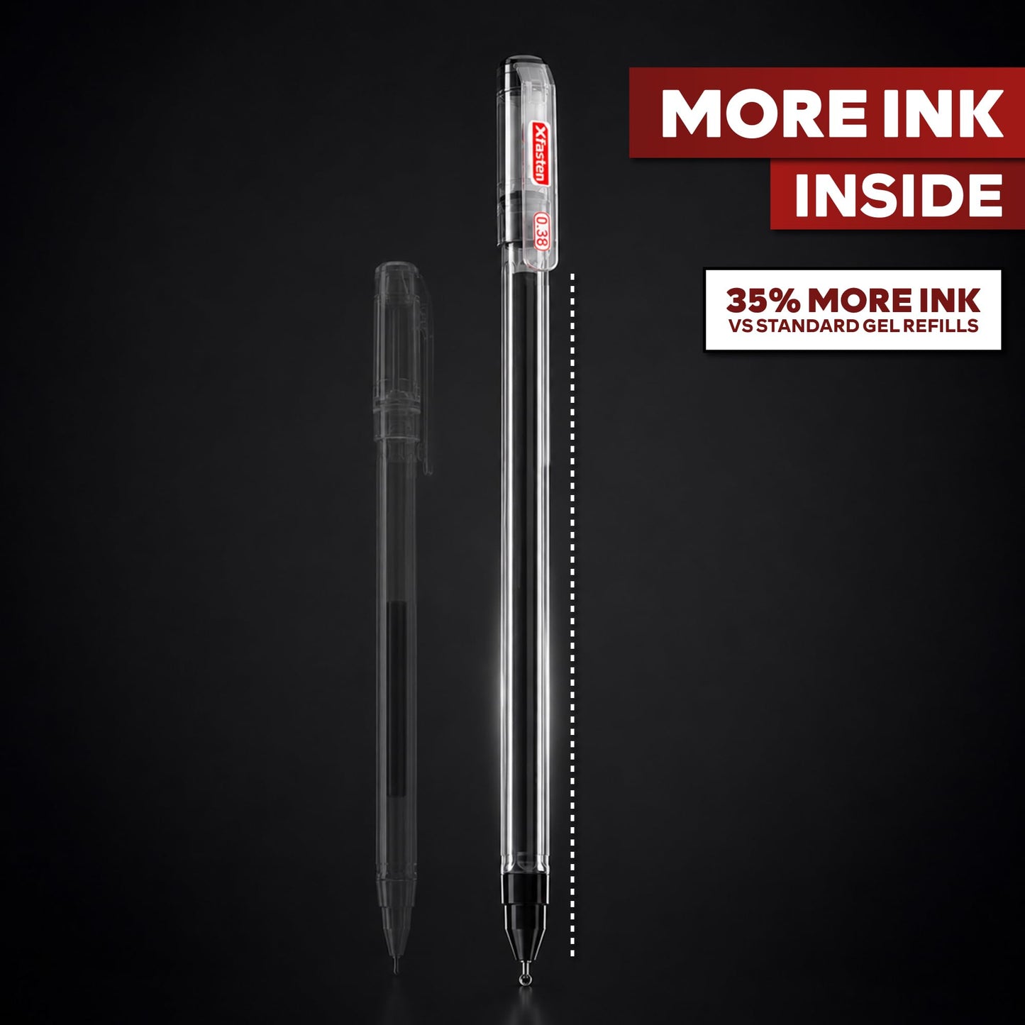 XFasten 0.38mm Gel Pens 72-Pack Japanese-Style Extra-Fine Black Gel Ink Ballpoint, Smooth Ink Flow