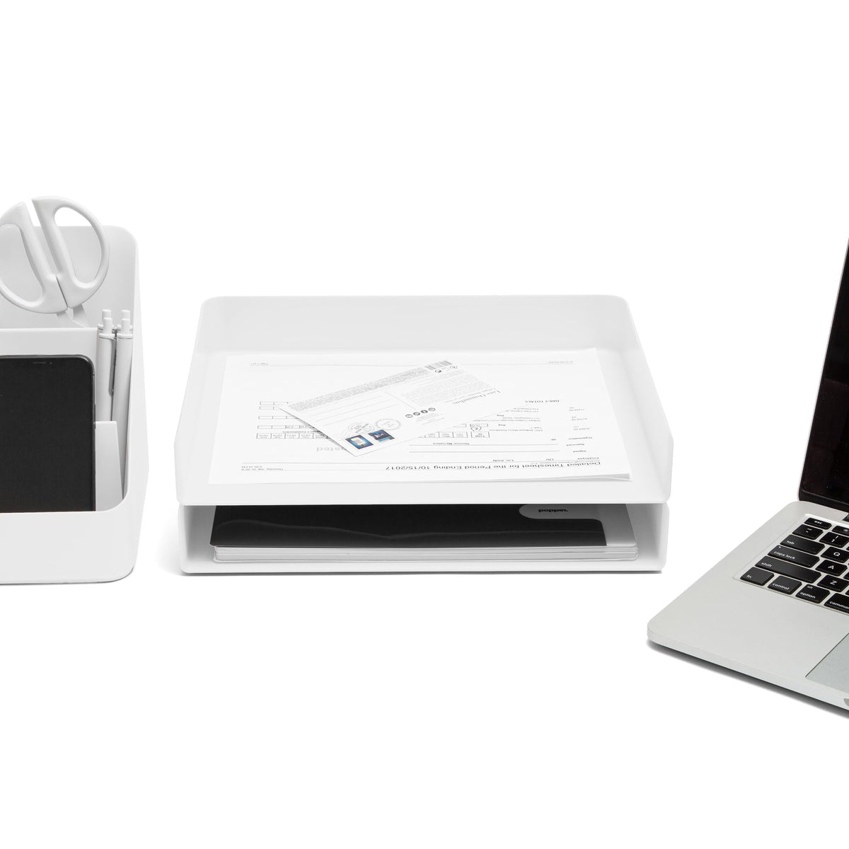Poppin Stackable Landscape Letter Tray - Modular Lacquer Desk Trays for Office Organization