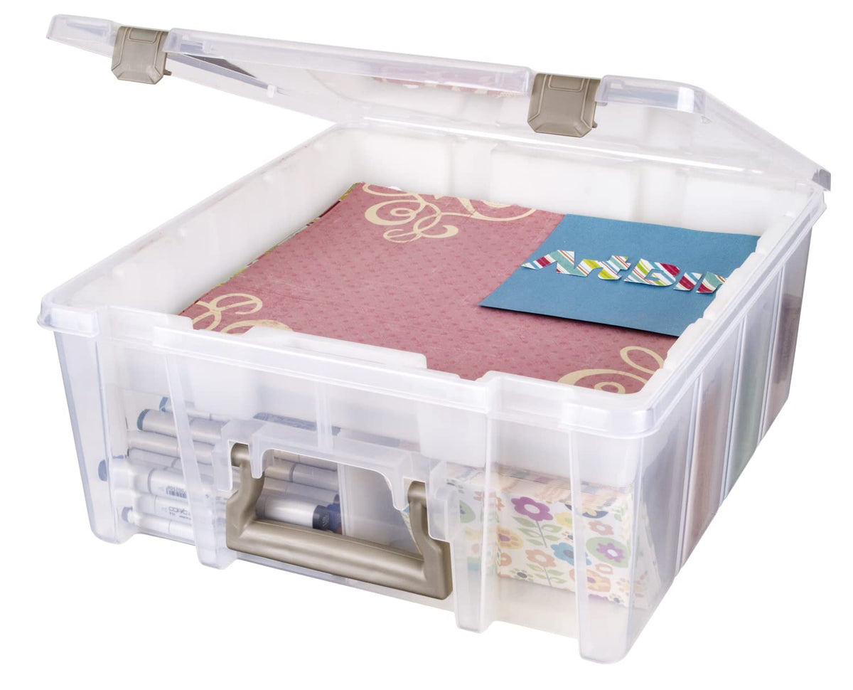 ArtBin 6899AZ Super Satchel Double Deep with Lift-Out Tray Storage Container, Portable Arts &