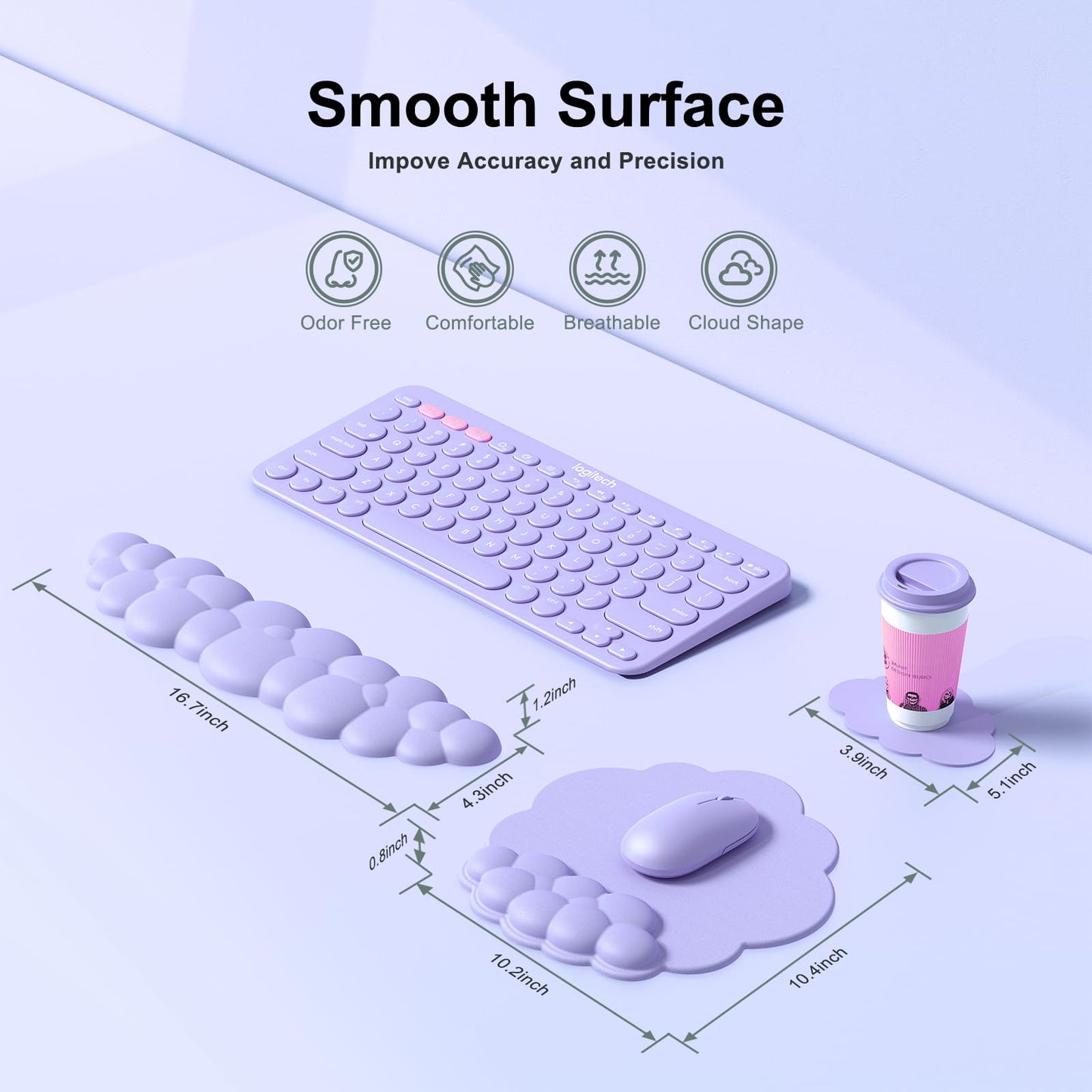 MOKURU Cloud Mouse Pad with Wrist Rest, Cloud Keyboard Wrist Rest, Mouse Pad Wrist Support