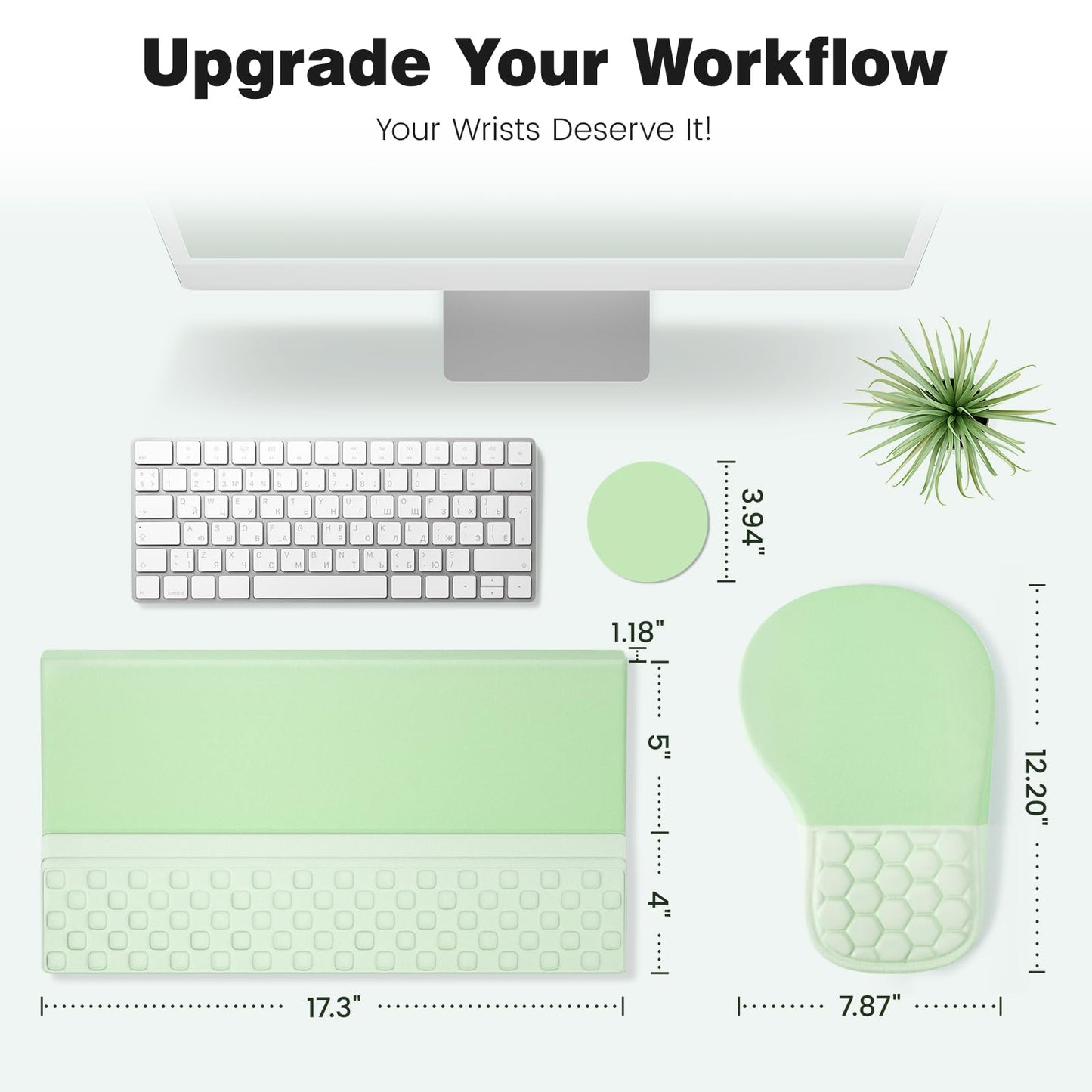 Ospelelf Ergonomic Mouse Pad and Keyboard Stand Wrist Rest Set, Memory Foam Comfort, Pain Relief