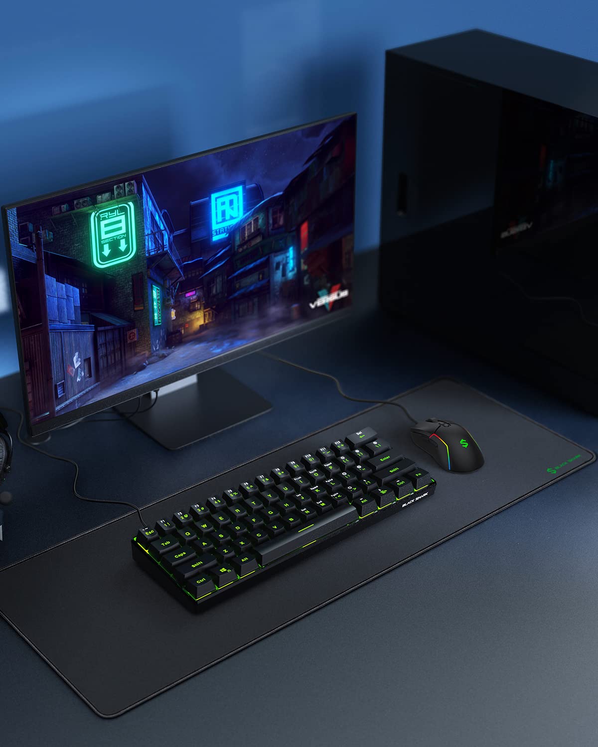 Black Shark Gaming Mouse Pad Desk Mat (31.5” x 11.8” x 0.15”) Mousepad with Superfine Fiber Surface