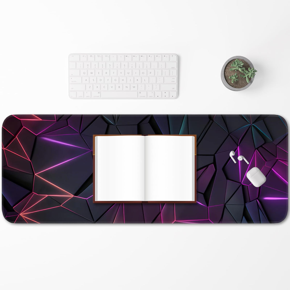 Stylish Geometric Design Gaming Mouse pad, Non-Slip Rubber Base, Stitched Edges, 31.5x11.8 inch