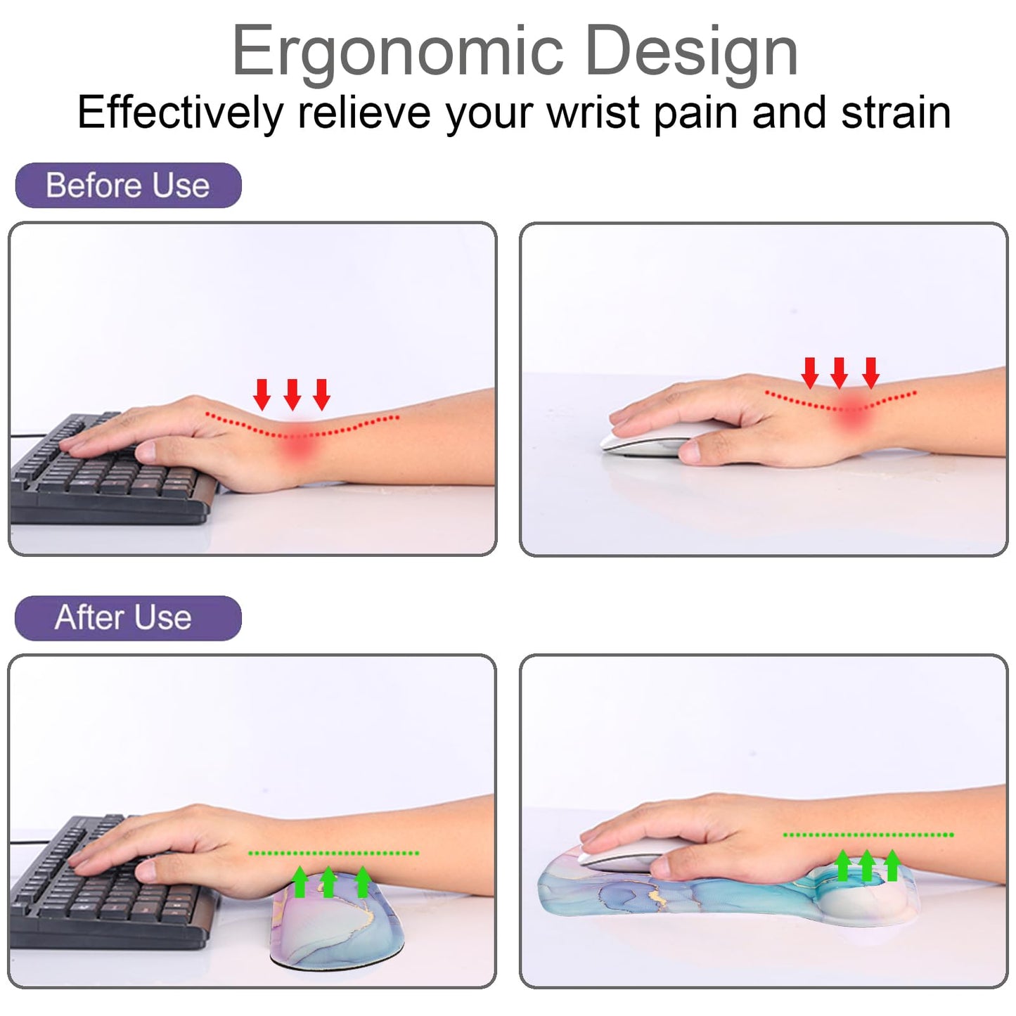 Wiabsi Mouse Pad and Keyboard Wrist Rest Support,Ergonomic Mouse Pad Set
