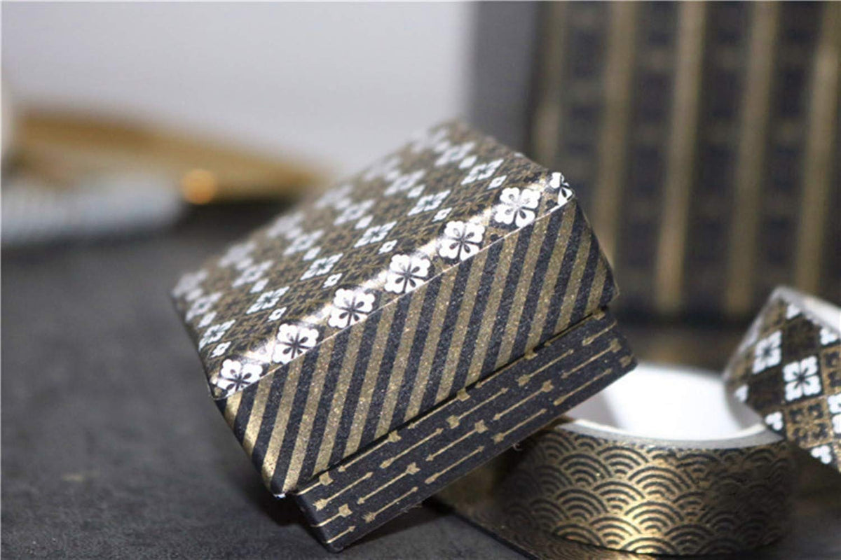 VIVIQUEN Gold Washi Tape Set 15MM Foil Skinny Masking Tape Decorative Pack for DIY Scrapbooking