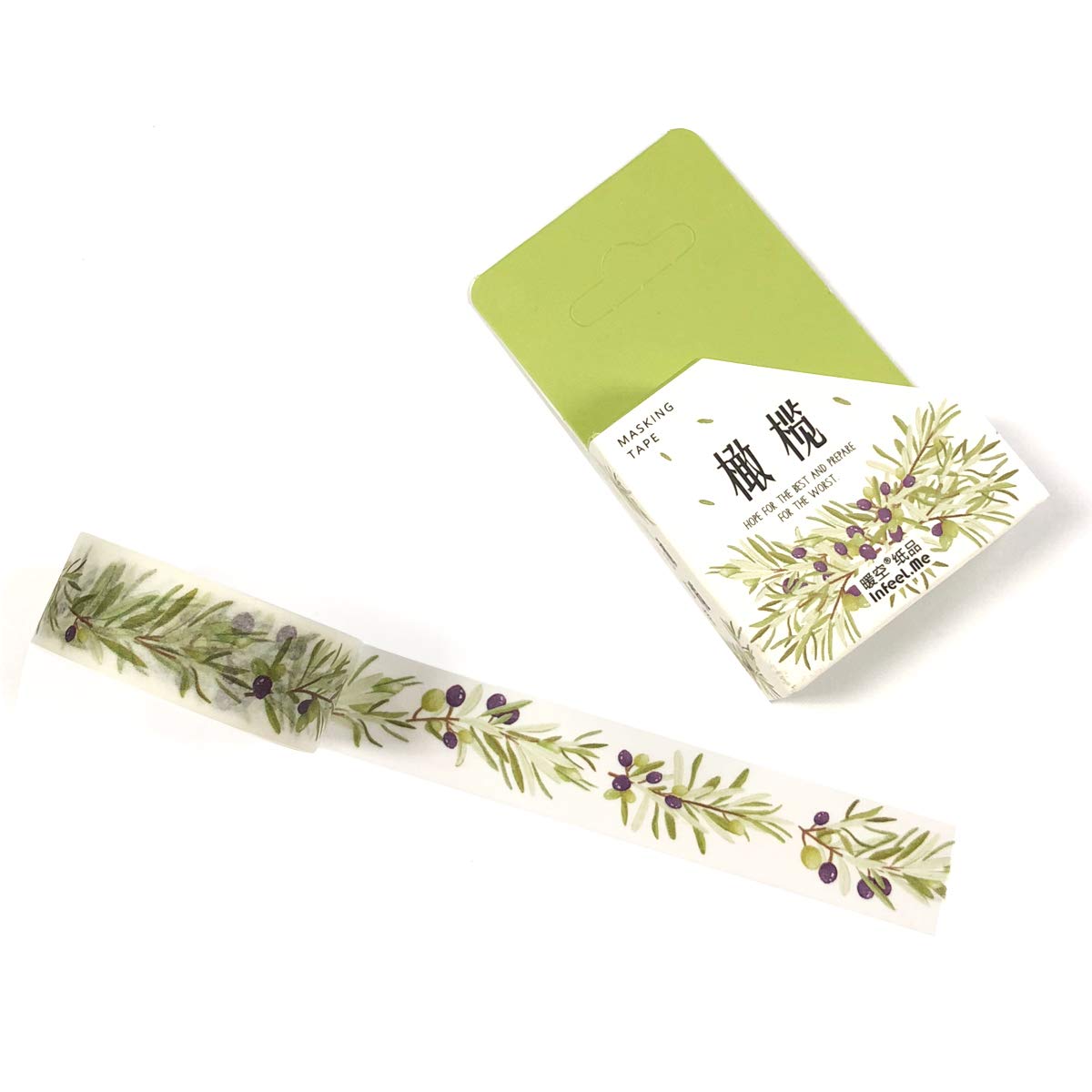 Wrapables Flowers and Greens Washi Masking Tape, 15mm x 7m Sprigs with Violets