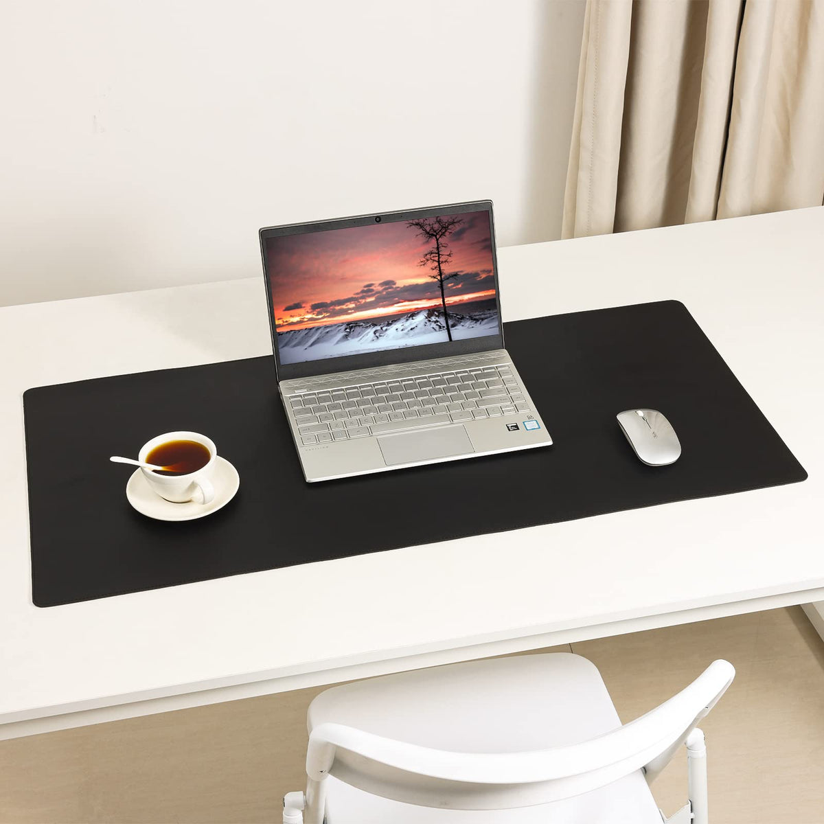 Leather Desk Pad,Wolaile 36x17 inch Large Mouse Pad,Waterproof Non-Slip Writing Desk