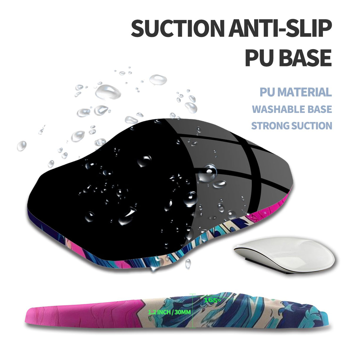 Gleamtide Ergonomic Raised Mouse Pad Wrist Support with Bilateral Slope Memory Foam Mousepad for