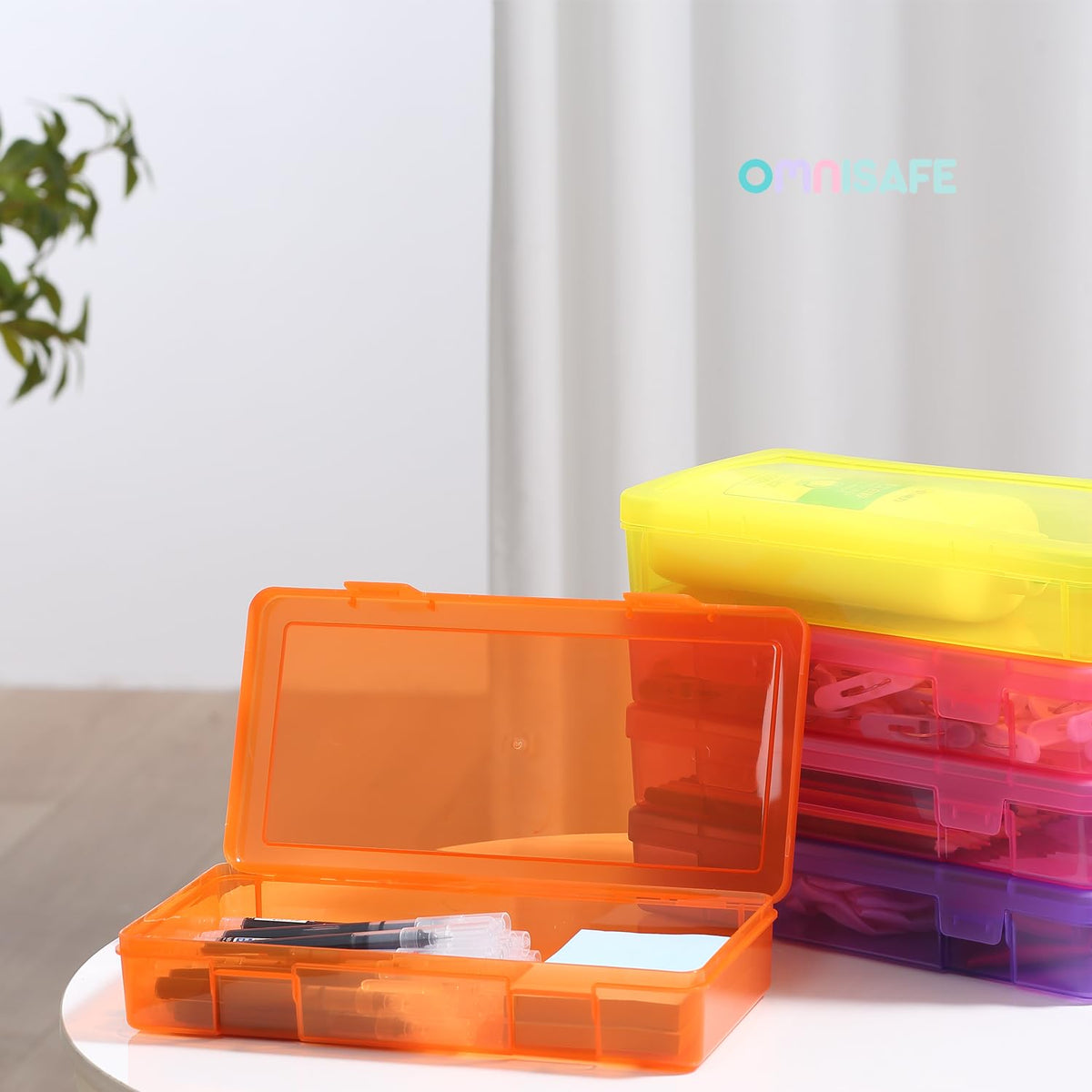 OMNISAFE 9 Pack Medium Colored Plastic Hobby Art Craft Organizer, Mini Plastic Storage Containers