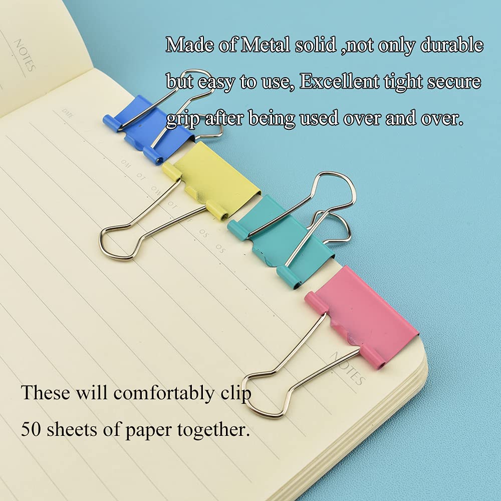 HAHIYO Binder Clips Paper Clamps Spring Steel Sturdy 0.98 inches Width 0.31 Inch Capacity No Sharp