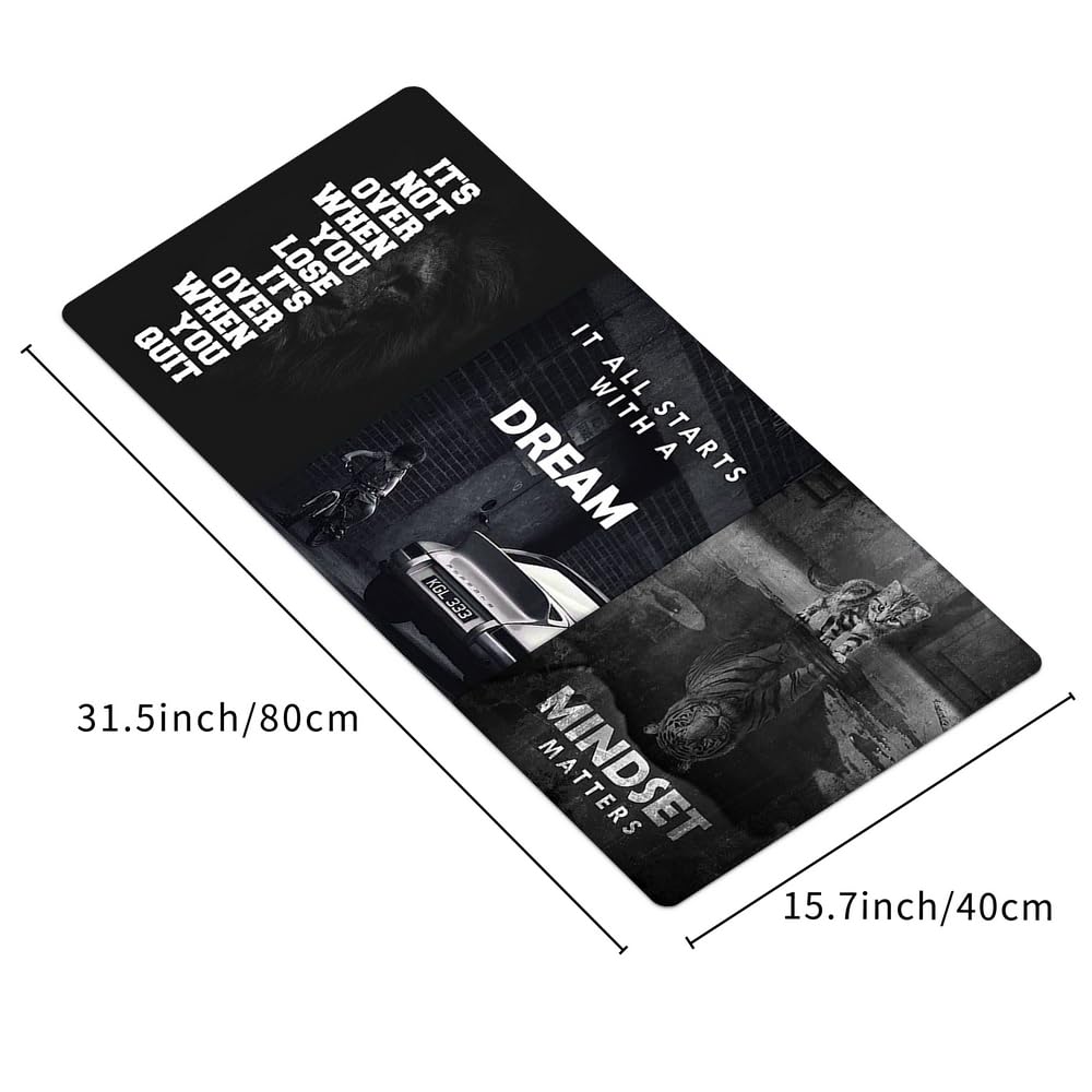 Reateforin Black and White Keyboard Mat Mindset Matters Inspirational Mousepad Motivational Office