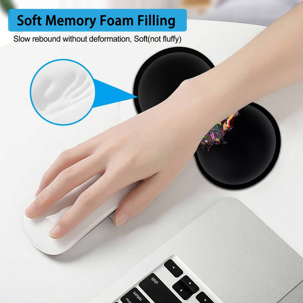 Large Mouse Pad, Extended Office Desk Pad 31.5x11.8in,Ergonomic Memory Foam Mouse Wrist Rest