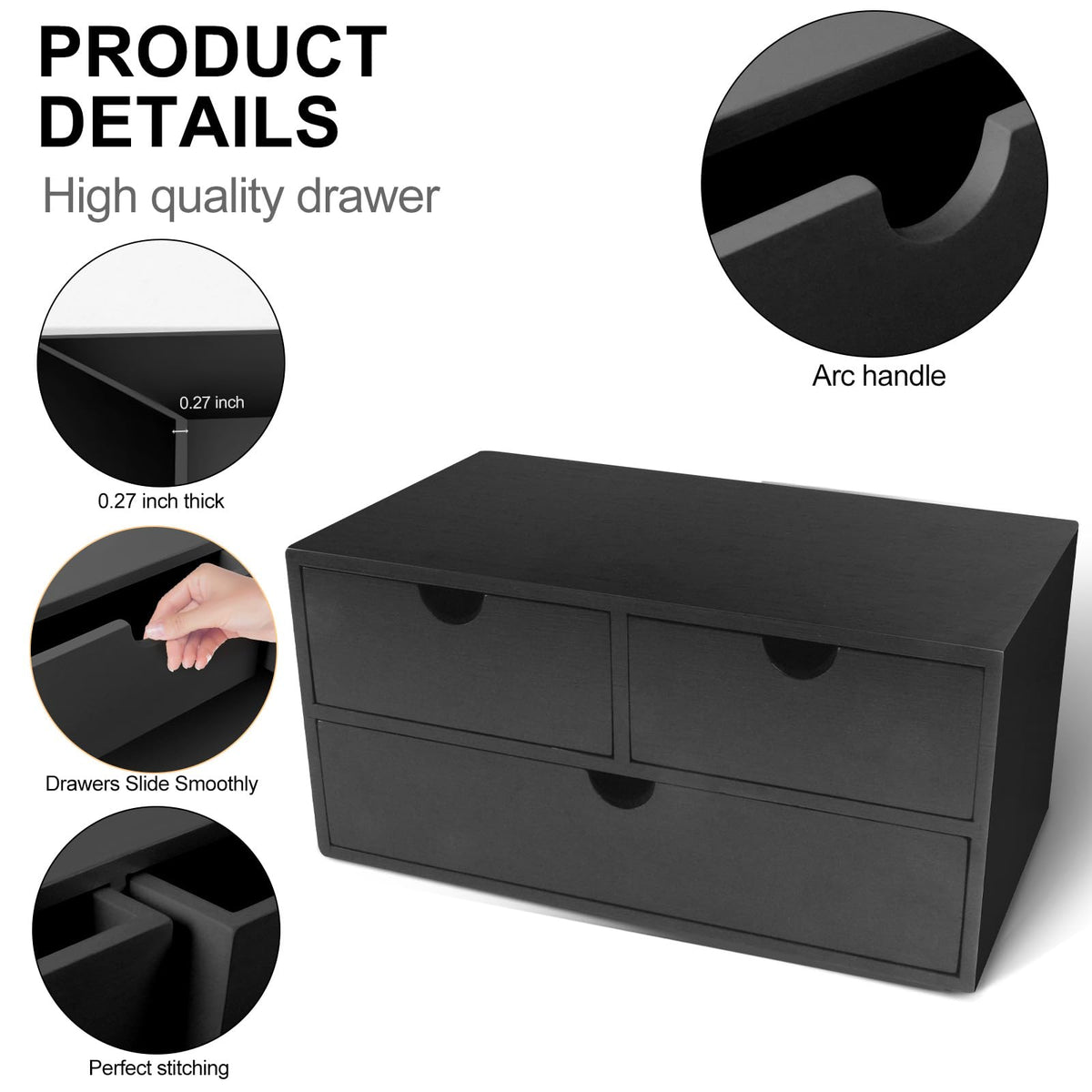Charmewooden Bamboo Desk Organizer With Drawers Countertop Drawers Counter Storage Box Corner Desk