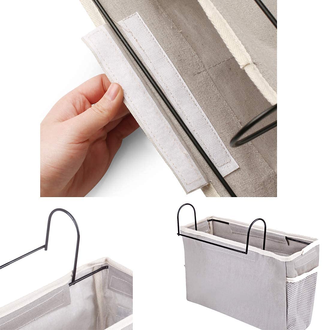 "KonHaovF 2Pack Bedside Organizer Caddy Hanging with Hook, Bed Storage Pocket for Dorm Kids Room