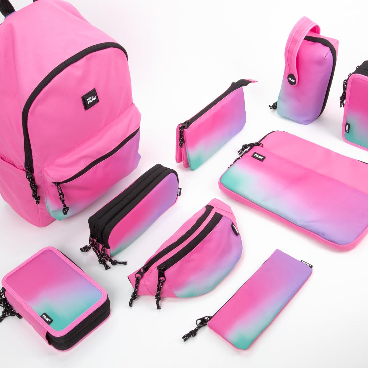Milan Pencil Case 3 Zippers Sunset, Pink ®