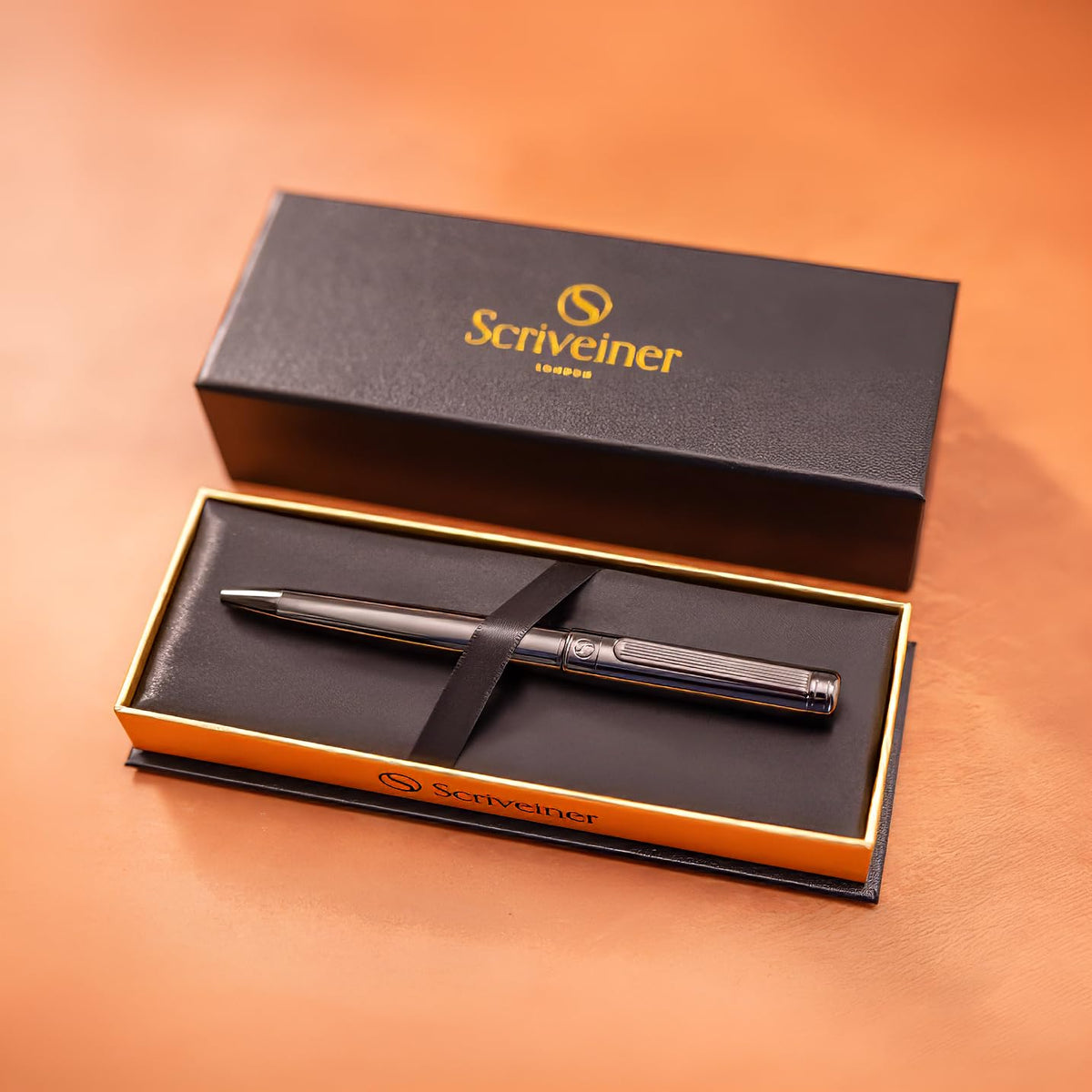 Scriveiner Gun-Metal Lacquer Ballpoint Pen - Stunning Luxury Pen, Schmidt Black Refill, Best Gift