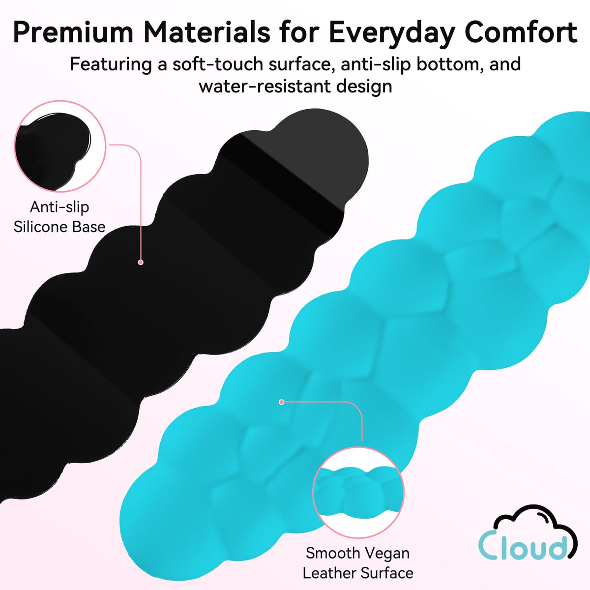 Sushret Cloud Wrist Rest for Computer Keyboard and Mouse Pad Set,Scuba Blue