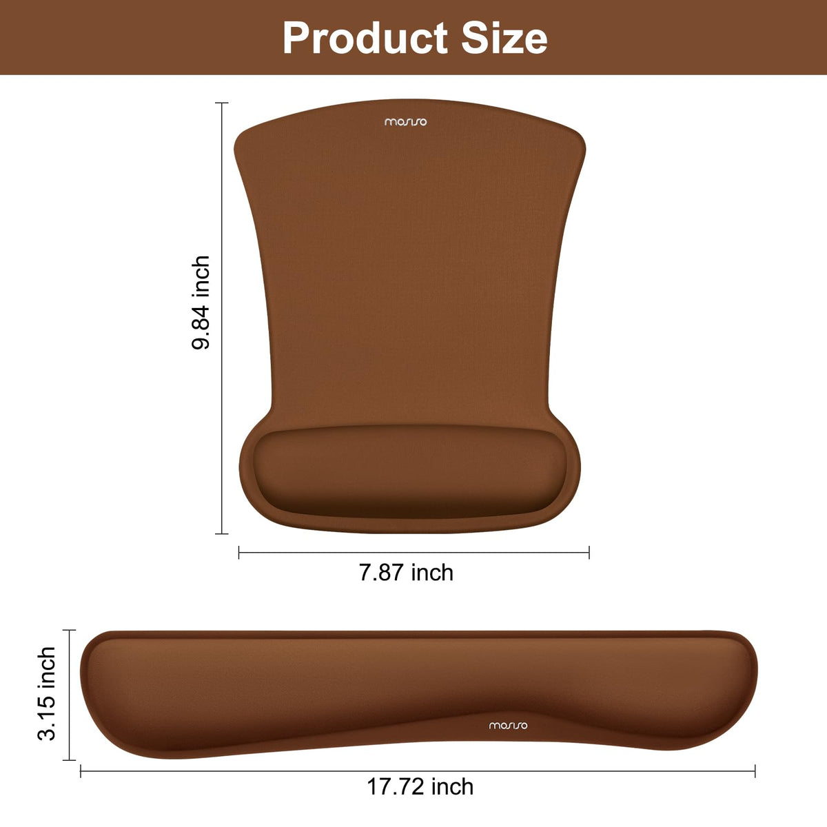 MOSISO Wrist Rest Support for Mouse Pad & Keyboard Set, Brown