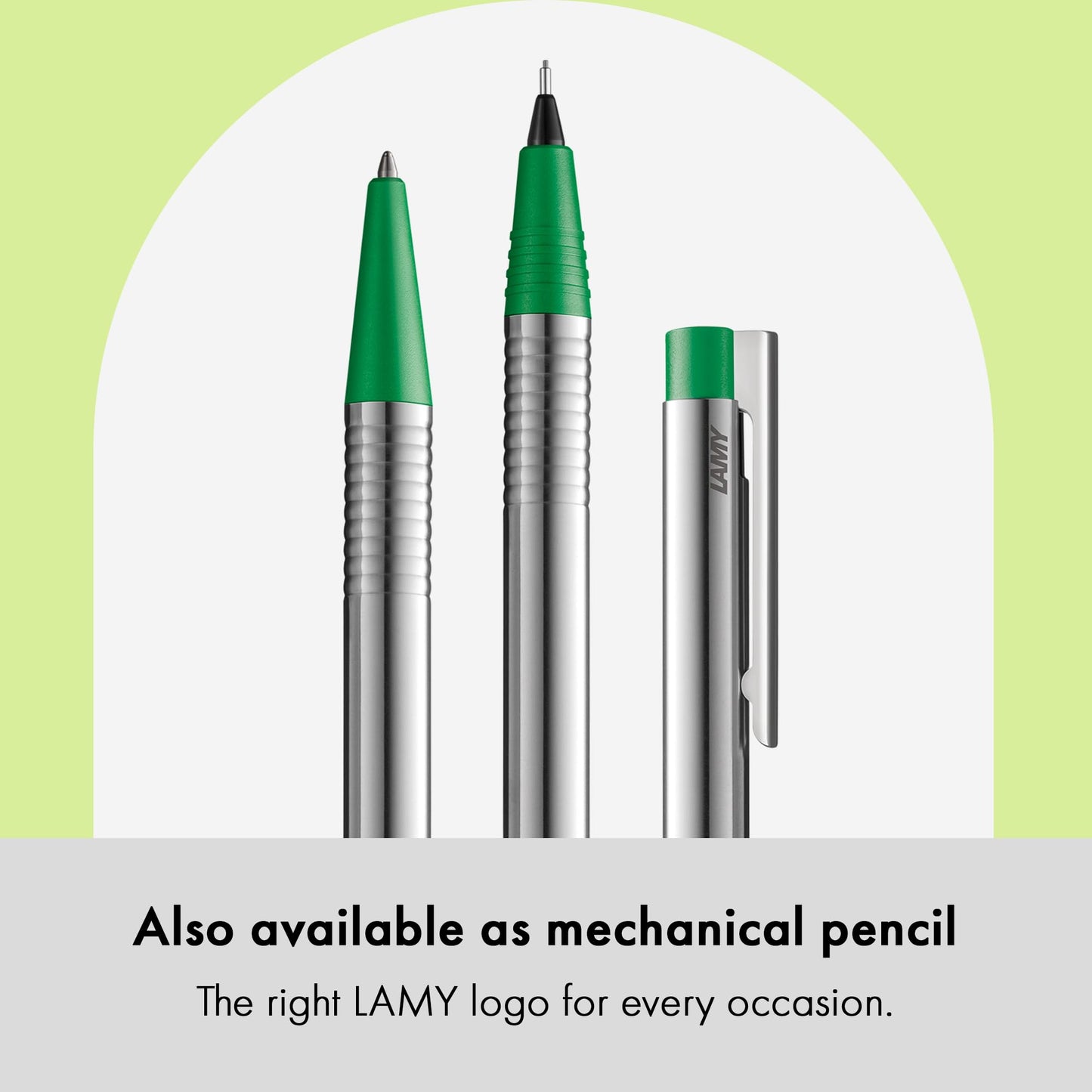 Lamy logo matt green - Ballpoint Pen in an elegant & robust stainless steel case - line width M