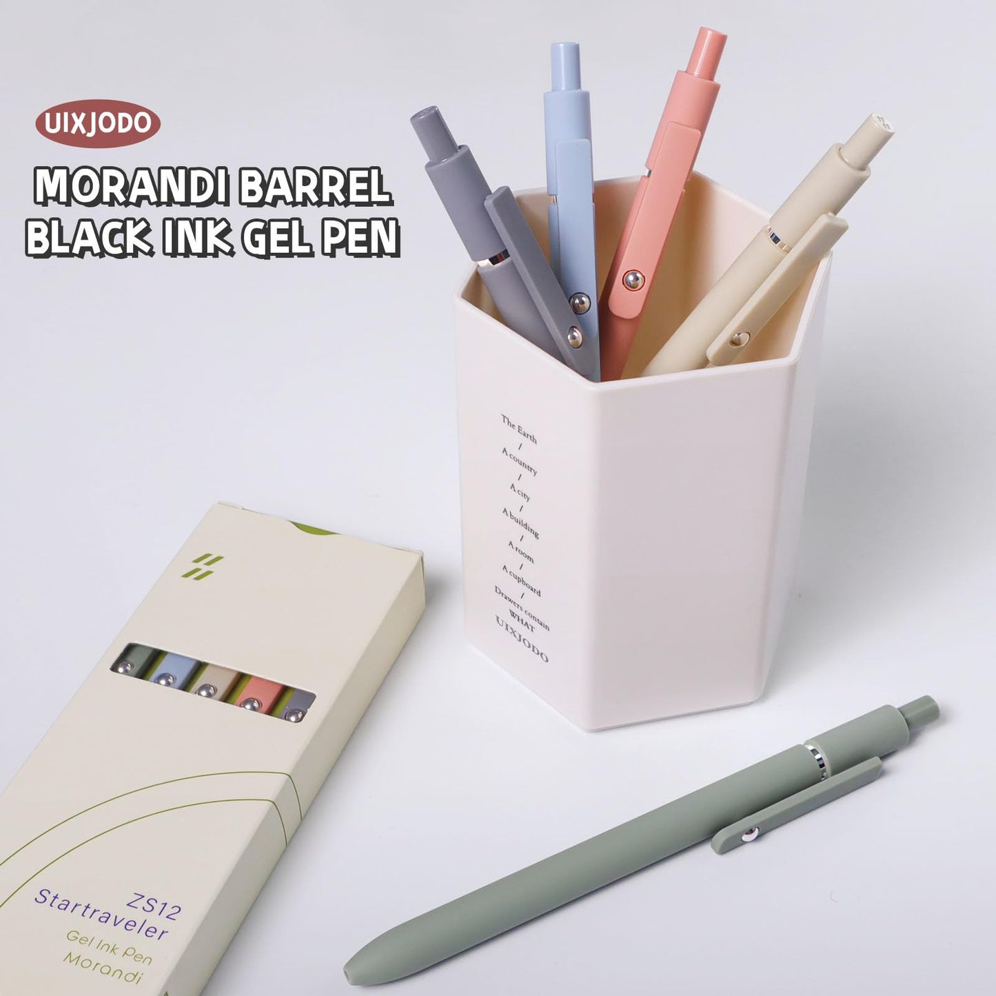 UIXJODO Gel Pens, 10Pcs 0.5mm Black Ink Pens Fine Point Smooth Writing Pens, High-End Series