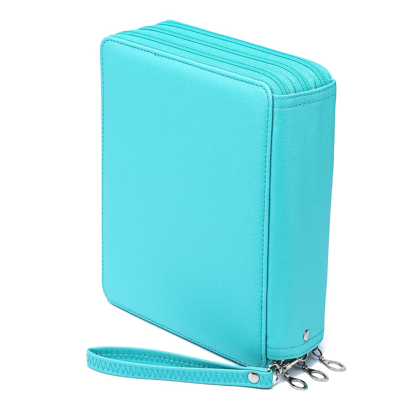 YOUNGCOL Deluxe PU Leather Colored Pencil Case - 120 Slots Pencil Holder with Handle Strap Large