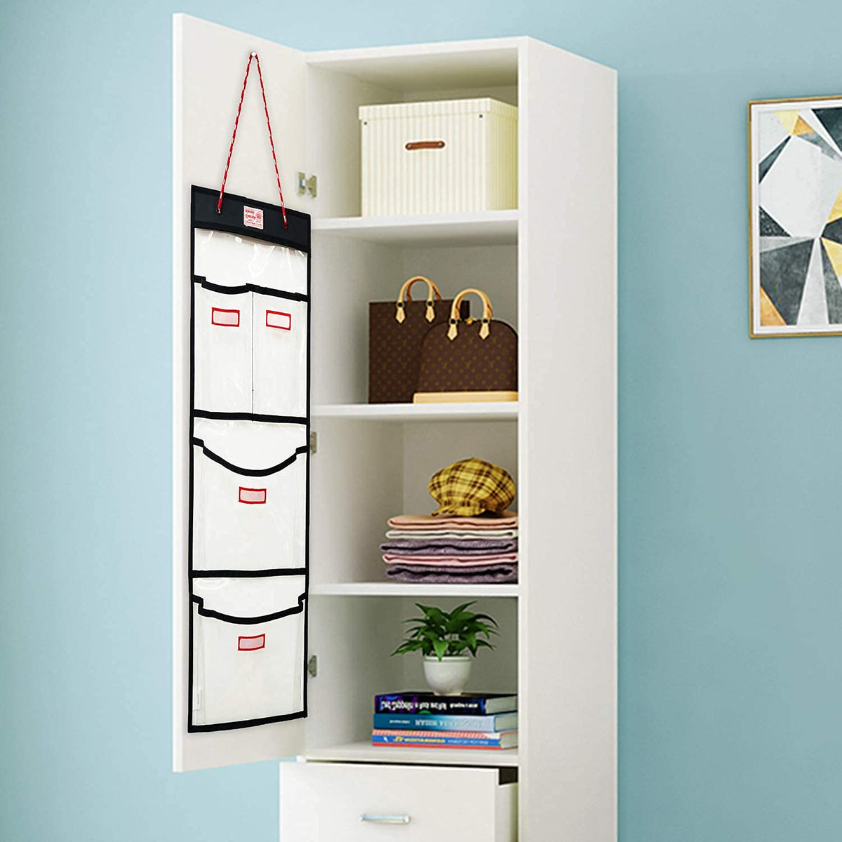 Rough Enough Locker Organizer, 4 Pockets Hanging for Gym Work Wall, Clear