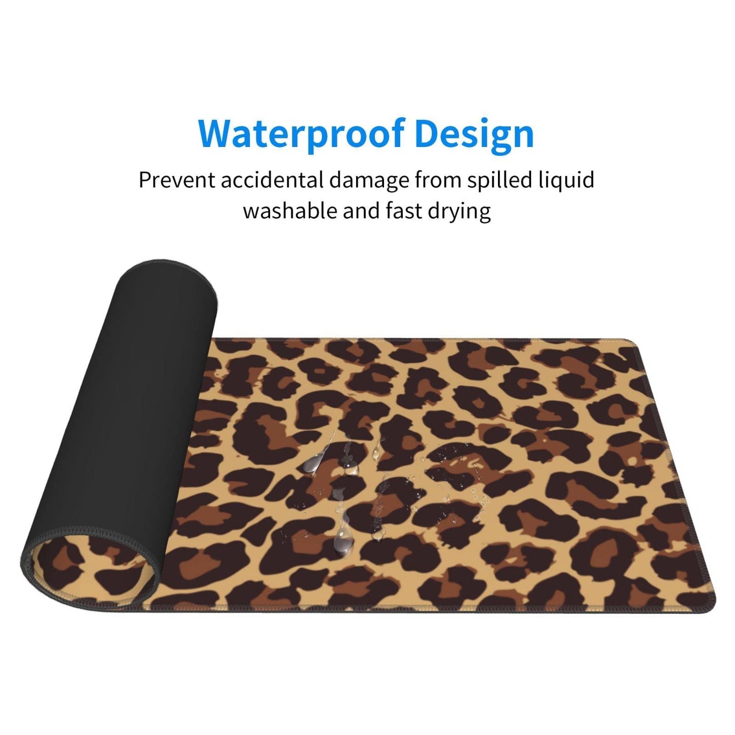 Leopard Print Gaming Mouse Pad Non Slip XL Large Mousepad Stitched Edge Rubber Base Desk Mat for
