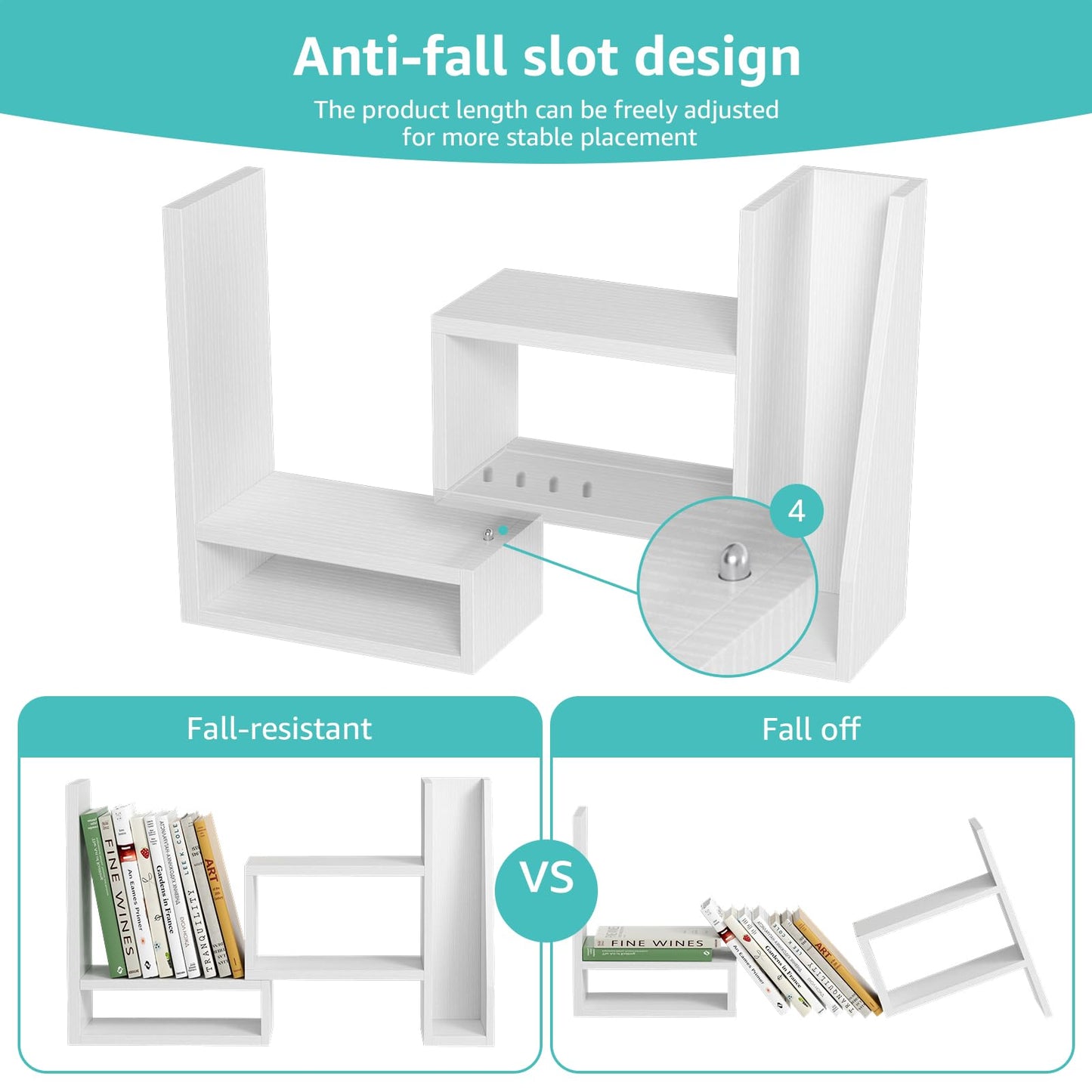 Desktop File Organizer Desk Organizer Shelf - White Office Organization Shelves for Top of Desk