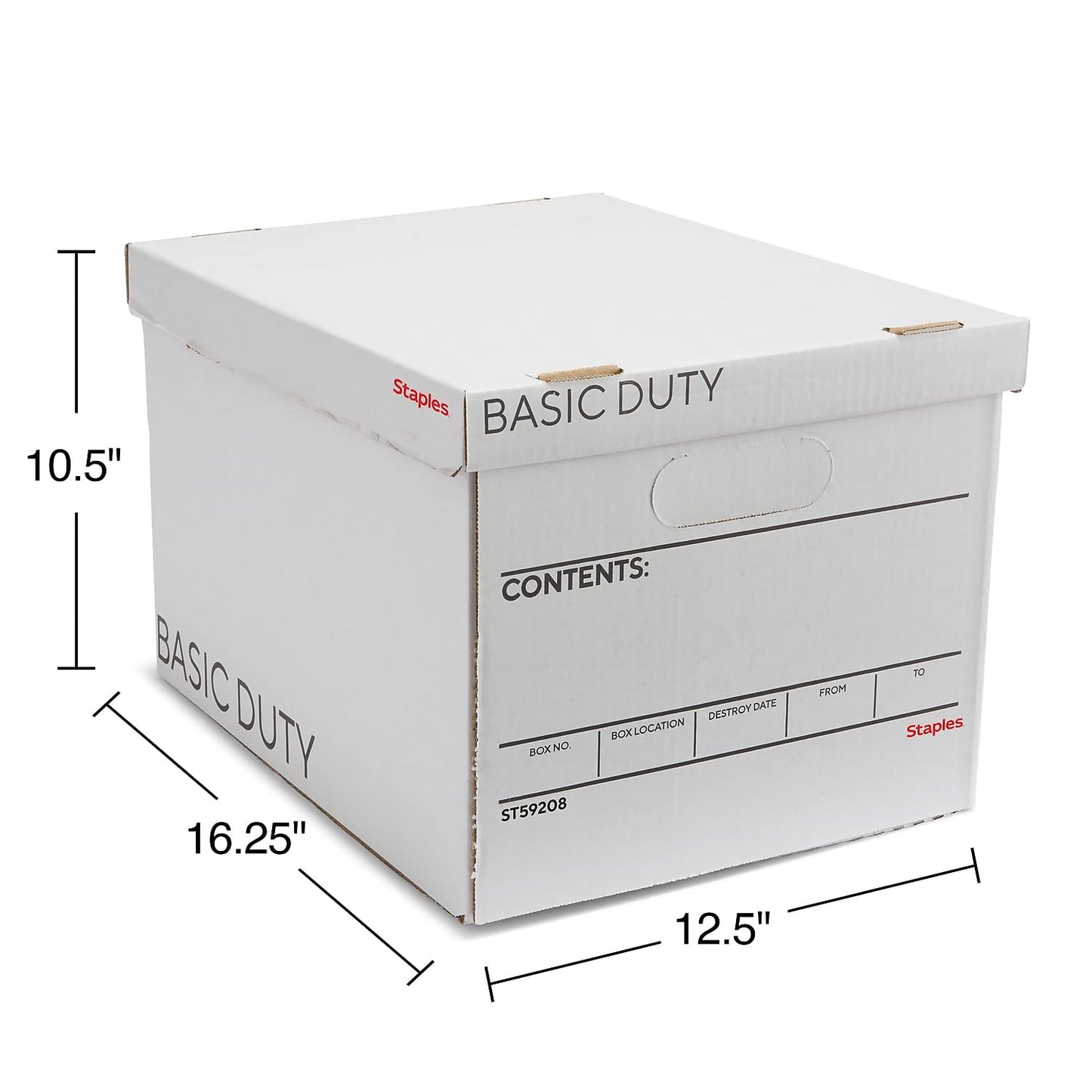 Staples Corrugated File Box, Lift-Off Lid, Letter/Legal, White/Black, 10/Pk
